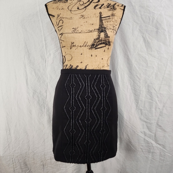 H&M Size XS Black‎ Metallic Glitter Aztec Design Mini Pencil Skirt Ex Condition - Picture 5 of 11